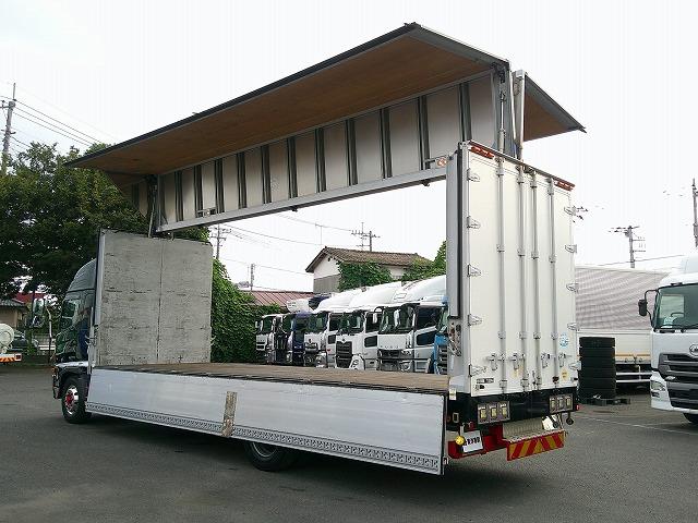 ヒノレンジャー 　アルミウイング　上物トランテックス製　積載７ｔ　荷台寸７２７×２２３×２３１　７．２ｍセミワイドボディ　増トン車　ラッシングレール１段　内フック８対　ハイルーフ　リーフサス　横ネタ鉄製　社外ナビ有（10枚目）