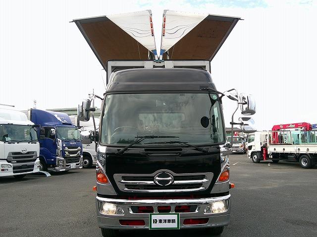 ヒノレンジャー 　アルミウイング　上物トランテックス製　積載７ｔ　荷台寸７２７×２２３×２３１　７．２ｍセミワイドボディ　増トン車　ラッシングレール１段　内フック８対　ハイルーフ　リーフサス　横ネタ鉄製　社外ナビ有（13枚目）