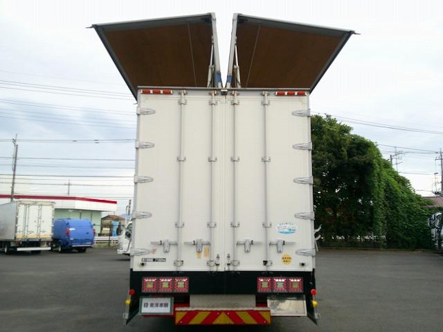 ヒノレンジャー 　アルミウイング　上物トランテックス製　積載７ｔ　荷台寸７２７×２２３×２３１　７．２ｍセミワイドボディ　増トン車　ラッシングレール１段　内フック８対　ハイルーフ　リーフサス　横ネタ鉄製　社外ナビ有（14枚目）