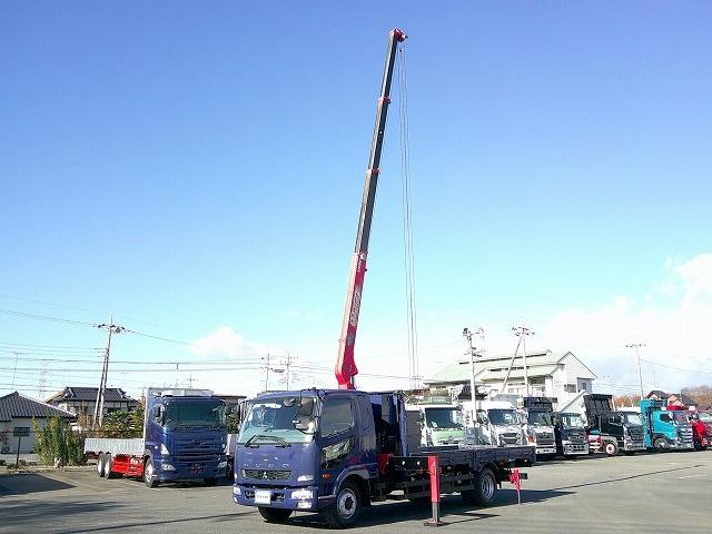 ファイター 　クレーン付平ボディ　上物古河ユニック製　４段ブーム　２．９ｔ吊　フックイン　角足、差違いアウトリガー　リアジャッキ付　積載７．１ｔ　荷台寸５０９ｘ２３８ｘ１７　ワイドボディ　荷台床木張り　内フック９対（7枚目）