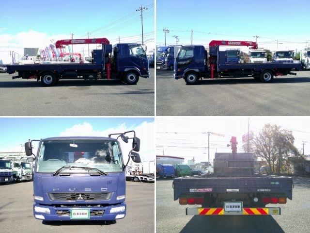 ファイター 　クレーン付平ボディ　上物古河ユニック製　４段ブーム　２．９ｔ吊　フックイン　角足、差違いアウトリガー　リアジャッキ付　積載７．１ｔ　荷台寸５０９ｘ２３８ｘ１７　ワイドボディ　荷台床木張り　内フック９対（8枚目）