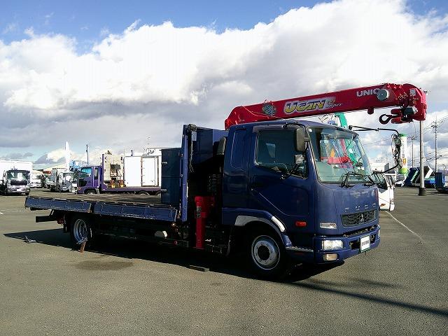 ファイター 　クレーン付平ボディ　上物古河ユニック製　４段ブーム　２．９ｔ吊　フックイン　角足、差違いアウトリガー　リアジャッキ付　積載７．１ｔ　荷台寸５０９ｘ２３８ｘ１７　ワイドボディ　荷台床木張り　内フック９対（46枚目）