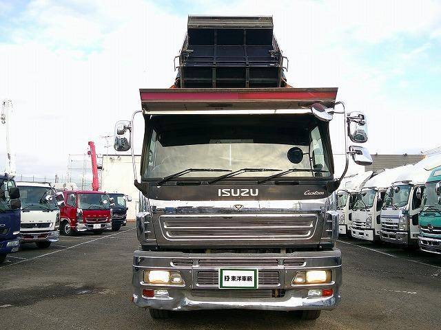 ギガ 　大型ダンプ　上物新明和製　積載８ｔ　荷台寸５０９ｘ２１９ｘ４６　５１０ｘ２２０ボディ　電動コボレーン付（３方開）　リターダー付　燃焼装置無　４００馬力　カスタム仕様　ＥＴＣ通電確認済み　メッキパーツ（36枚目）