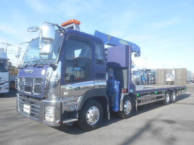 ギガ 　クレーン付ヒップリフター　上物タダノ製　ＺＥ５０５　５段ブーム　ラジコン付（無線）　２．９ｔ吊　フックイン　荷台花見台製　ＳＦ２５２　（無線ラジコン付）　ウインチ付　自動歩み　内フック　４軸低床（4枚目）