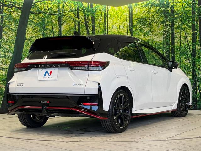 オーラ ニスモ メーカー9型ナビ 全周囲カメラ 衝突被害軽減装置 レーダークルーズ 禁煙車 ハーフレザーシート コーナーセンサー スマートキー LEDヘッド ETC2.0 オートハイビーム 車線逸脱警報(17枚目)
