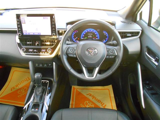 カローラクロス ハイブリッド Z 衝突軽減B フルセグテレビ スマキ- 半レザー アクティブクルーズコントロール メモリナビ イモビ LED AC キーレス パワステ アルミ エアバッグ ABS パワーウィンドウ ナビ&TV(9枚目)