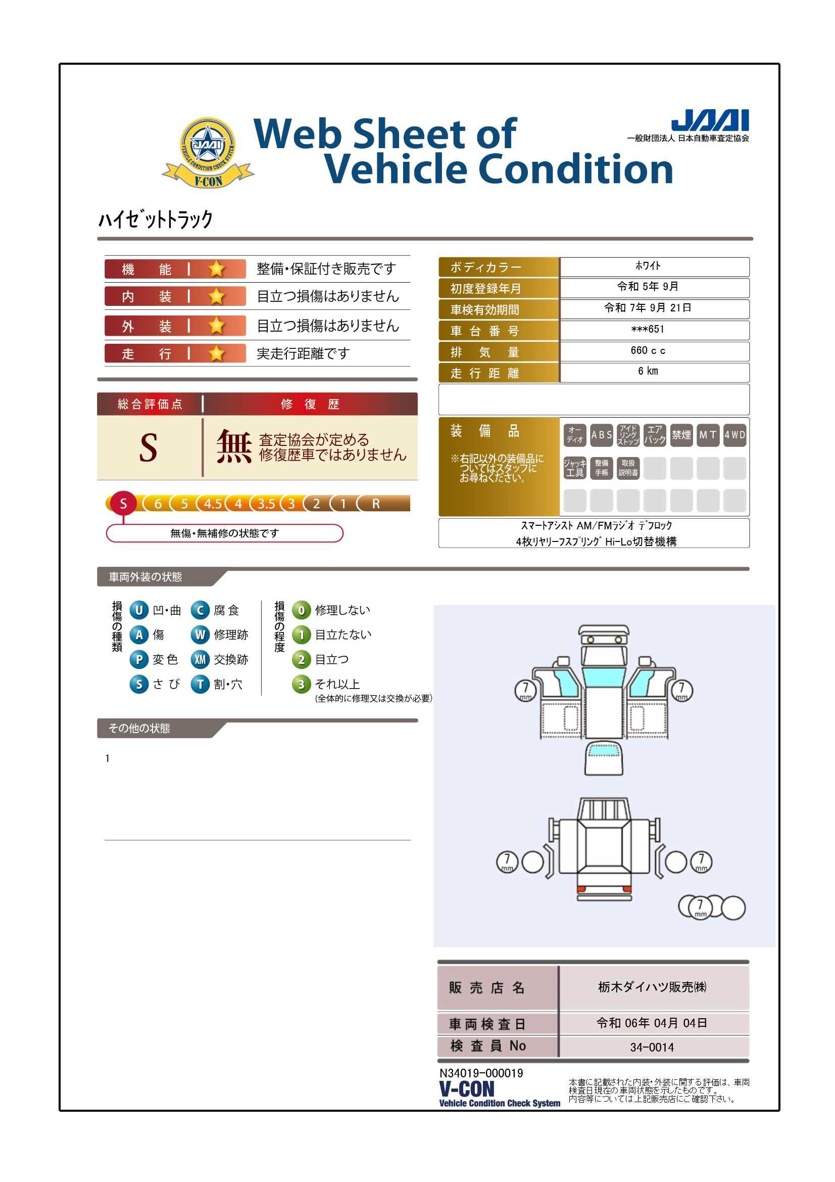 車両状態評価書