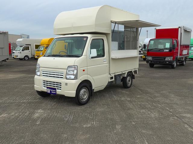 キャリイトラック 移動販売車 キッチンカー ケータリングカー フードトラック 3槽シンク 100L給排水タンク 冷凍冷蔵コールドテーブル 換気扇 照明 扉付きバンク収納 外部電源 跳上扉 アクリル窓 カウンター(79枚目)