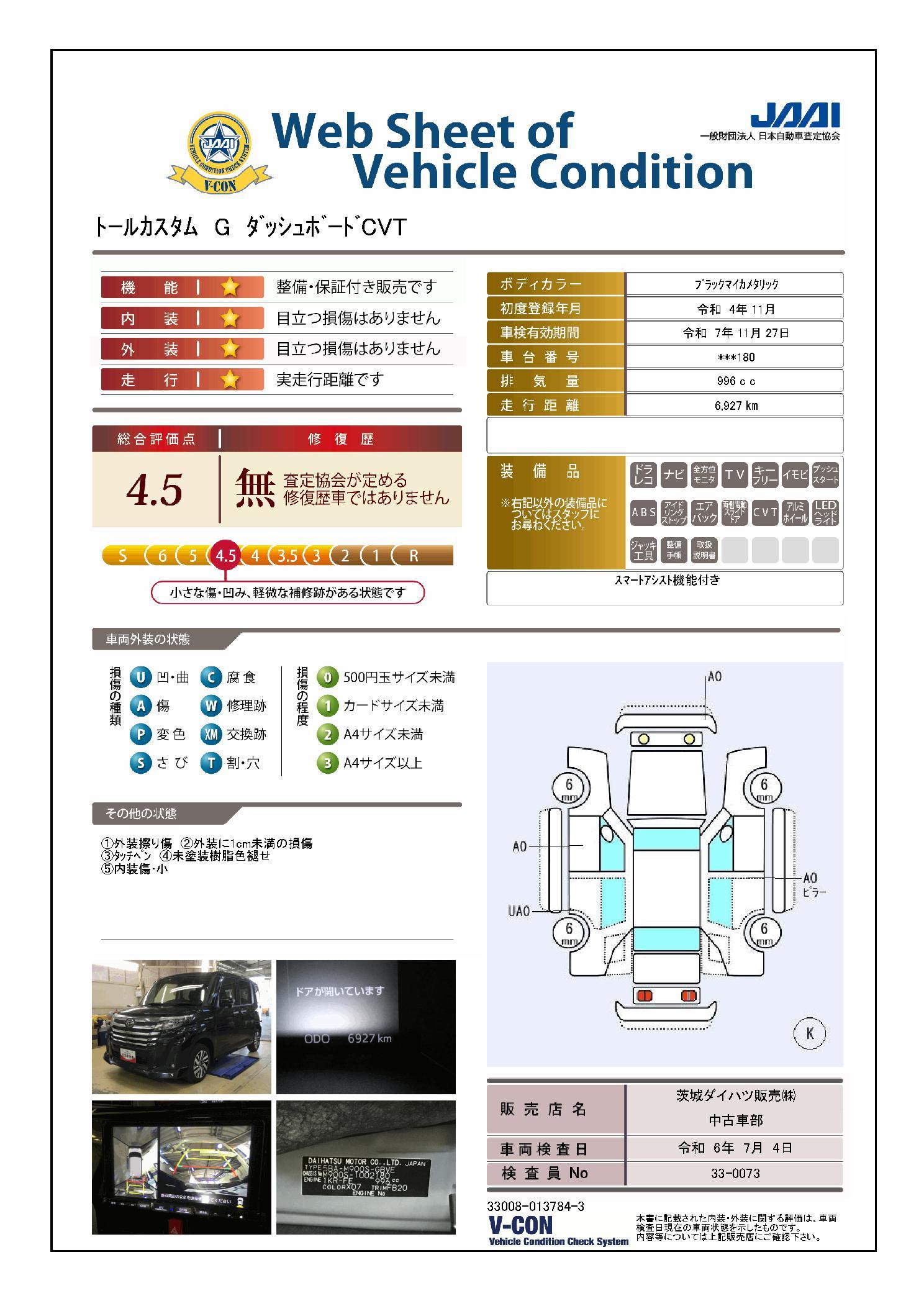 車両状態評価書