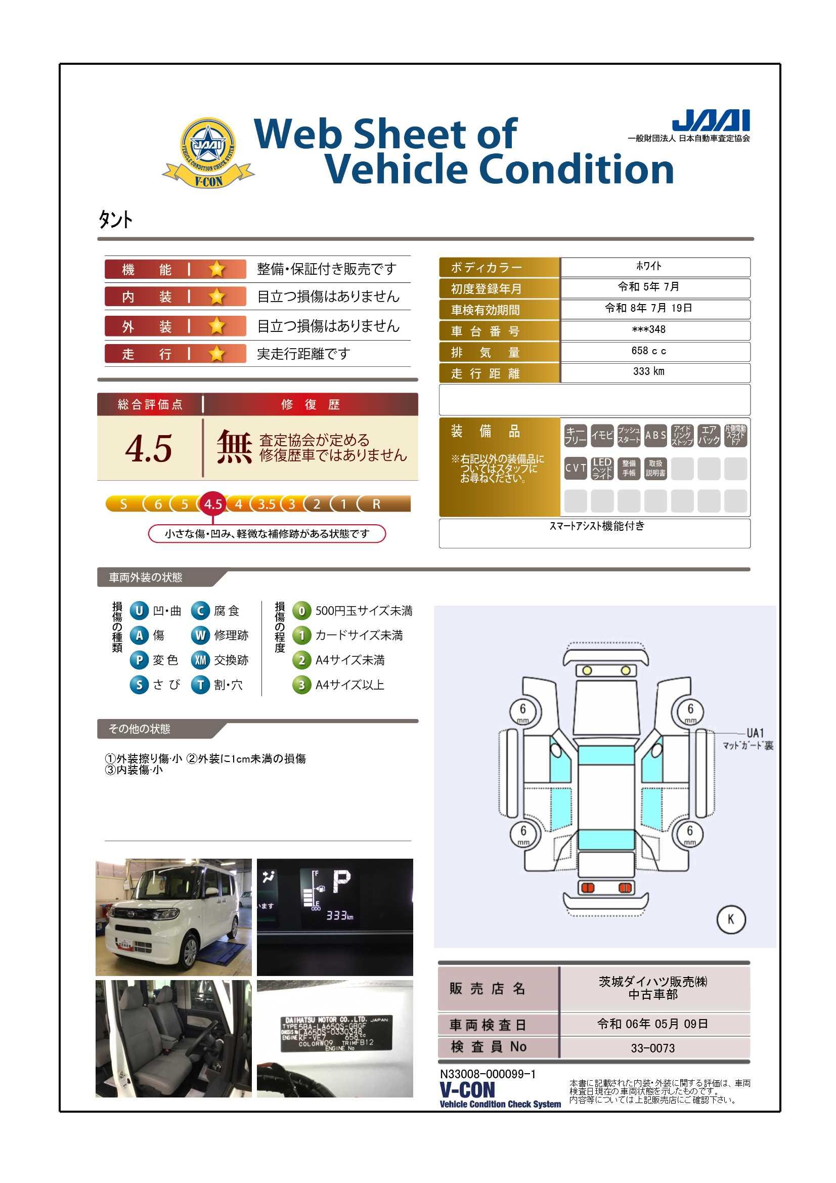 車両状態評価書