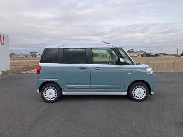 ムーヴキャンバス ストライプスＧ　届出済未使用車　パノラマモニター　電動パーキングブレーキ　両側電動スライドドア　純正ナビ　ＬＥＤヘッドランプ　アダプティブドライビングビーム　ホっとカップホルダー　スマートキー　純正ドラレコ（前後）（4枚目）