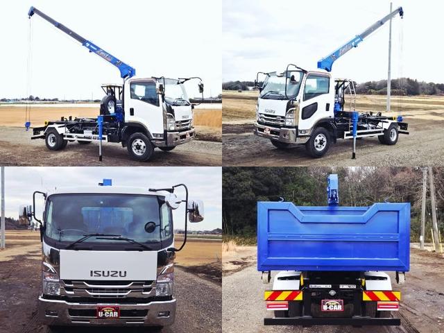 フォワード 　平成２５年式　タダノ　３段クレーン　新明和　アームロール　脱着装置付コンテナ専用車　最大積載量２７５０ｋｇ　ラジコン　ＣＣＡ４－４０　ツインホイスト　ＴＫＧ－ＦＲＲ９０Ｓ２　車輌総重量７９８０ｋｇ（7枚目）