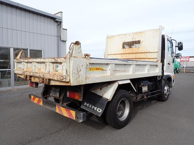 ヒノレンジャー ☆25-62 4t ダンプ 新明和製 ベッドなし 3ペダル ETC アオリ一方開 手動コボレーン DR4 スタッドレスタイヤ 抹消積載3550kg ボディ内寸長340幅206cm(5枚目)