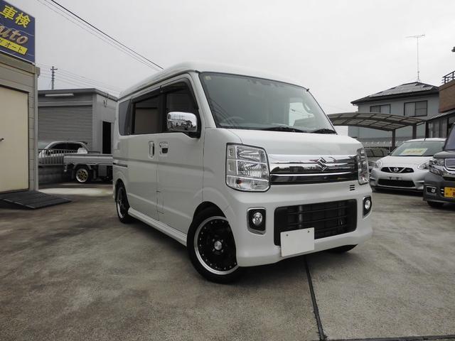 エブリイワゴン PZターボスペシャル HIDライト フォグランプ ローダウン 15インチアルミ メッキミラーカバー ルーフスポイラー 両側パワースライドドア 8インチナビ地デジバックカメラ ETC ドライブレコーダー 黒革調シートカバー(3枚目)