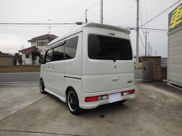 エブリイワゴン PZターボスペシャル HIDライト フォグランプ ローダウン 15インチアルミ メッキミラーカバー ルーフスポイラー 両側パワースライドドア 8インチナビ地デジバックカメラ ETC ドライブレコーダー 黒革調シートカバー(5枚目)