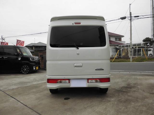 エブリイワゴン PZターボスペシャル HIDライト フォグランプ ローダウン 15インチアルミ メッキミラーカバー ルーフスポイラー 両側パワースライドドア 8インチナビ地デジバックカメラ ETC ドライブレコーダー 黒革調シートカバー(6枚目)