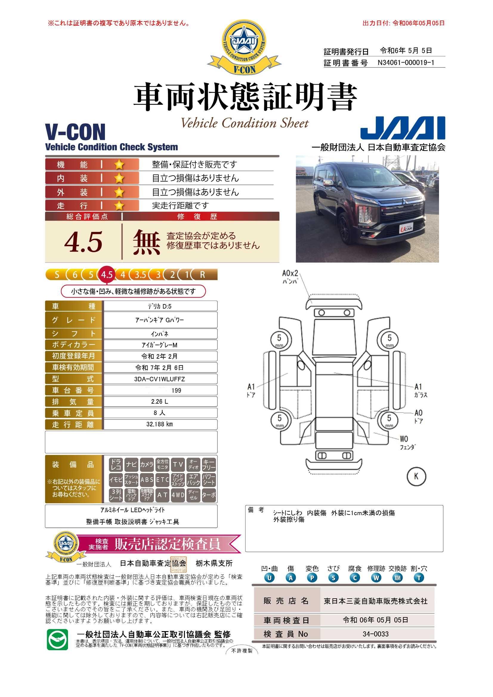 車両状態評価書