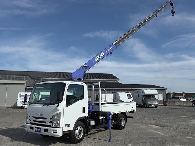 エルフトラック 2.93t吊り4段クレーン ラジコン フックイン 積載2t 荷台寸長さ373幅207 荷台床鉄板張り 差し違いアウトリガー サイドロングボディ(2枚目)