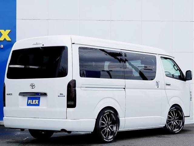 ハイエースワゴン GL ロング ファインテックツアラー ファインテックツアラー アルパインBIGXナビ ETC デジタルインナーミラー クリアランスソナー パノラミックビューモニター 100Vコンセント LEDヘッドライト ローダウン 同色ガッツミラー(6枚目)