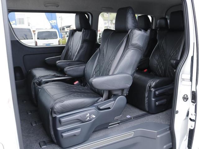 ハイエースワゴン GL ロング ファインテックツアラー ファインテックツアラー アルパインBIGXナビ ETC デジタルインナーミラー クリアランスソナー パノラミックビューモニター 100Vコンセント LEDヘッドライト ローダウン 同色ガッツミラー(32枚目)