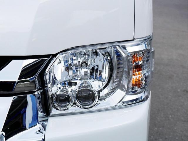 ハイエースワゴン GL ロング ファインテックツアラー ファインテックツアラー アルパインBIGXナビ ETC デジタルインナーミラー クリアランスソナー パノラミックビューモニター 100Vコンセント LEDヘッドライト ローダウン 同色ガッツミラー(40枚目)
