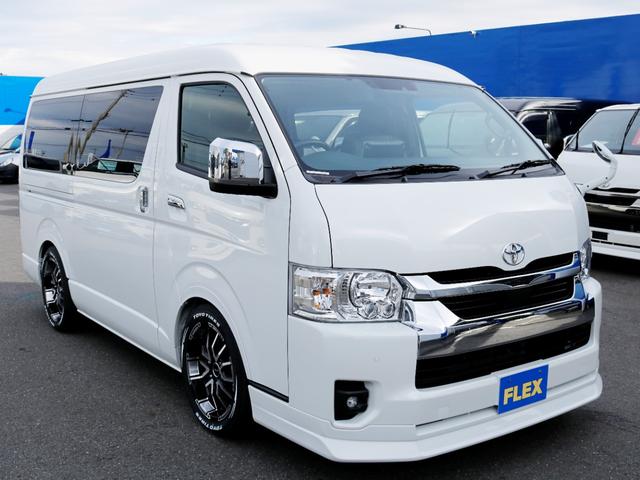 ハイエースワゴン GL ロング ファインテックツアラー ファインテックツアラー アルパインBIGXナビ ETC デジタルインナーミラー クリアランスソナー パノラミックビューモニター 100Vコンセント LEDヘッドライト ローダウン 同色ガッツミラー(50枚目)