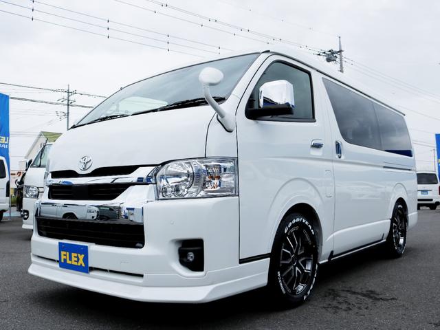 ハイエースワゴン ＧＬ　ファミリア内装架装　アルパインＢＩＧＸナビ　ＥＴＣ　ＨＤＭＩ　デジタルインナーミラー　パノラミックビューモニター　クリアランスソナー　ＬＥＤヘッドライト　ＤＥＬＦ０６　１７インチＡＷ　ナスカータイヤ（57枚目）