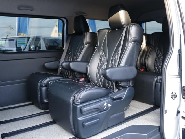 ハイエースワゴン アルパインBIGXナビ デジタルインナーミラー パノラミックビューモニター クリアランスソナー ETC 100Vコンセント アルパイン12.8インチフリップダウン ルーフスピーカー ブレーキロック(40枚目)