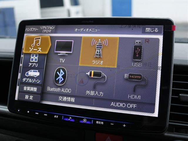 ハイエースワゴン GL ロング アルパイン11インチ BIGXナビ アルパイン12インチ フリップダウンモニター ETC デジタルインナーミラー パノラミックビューモニター クリアランスソナー DELF06 18インチAW(10枚目)