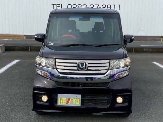 N-BOXカスタム G・ターボLパッケージ 禁煙車 メモリーナビ TV 両側自動ドア クルーズコントロール TRC パドルシフト ETC エンジンプッシュスタート HID フォグランプ 純正アルミ ウインカー電格ミラ- スマートキー オートエアコン(9枚目)