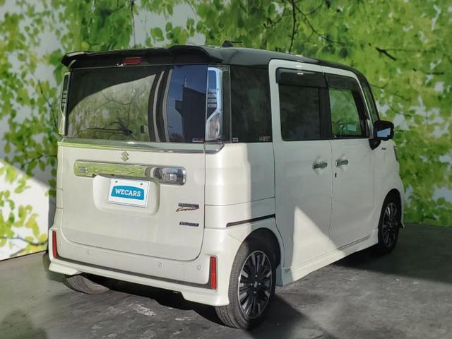 スペーシアカスタム ハイブリッドＸＳターボ　新品タイヤ／保証書／純正　８インチ　ＳＤナビ／デュアルカメラブレーキサポート（スズキ）／両側電動スライドドア／シートヒーター　運転席／全方位モニター用カメラ／車線逸脱防止支援システム　ターボ　禁煙車（3枚目）