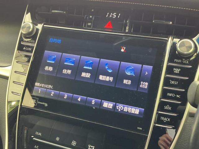 ハリアーハイブリッド ４ＷＤプレミアム　新品タイヤ／ＴＲＤエアロ／ＪＢＬ／保証書／純正　９インチ　ＳＤナビ／トヨタセーフティセンス／車線逸脱防止支援システム／シート　ハーフレザー／電動バックドア／ドライブレコーダー　前後　フルエアロ　４ＷＤ（9枚目）