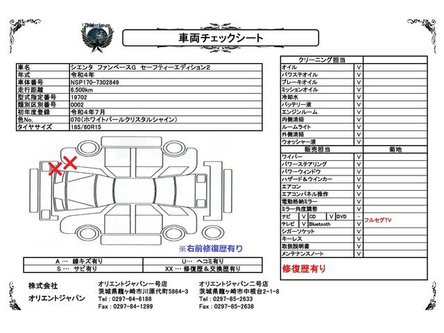 シエンタ ファンベースＧ　セーフティーエディションＩＩ　前後ドラレコ・衝突被害軽減ブレーキ・純正ナビ・フルセグ・Ｂｌｕｅｔｏｏｔｈ・両側電動スライドドア・コーナーセンサー・レーンアシスト・ＥＴＣ装備・Ｂカメラ・ＬＥＤヘッドライト・社外アルミ・スマートキー（53枚目）