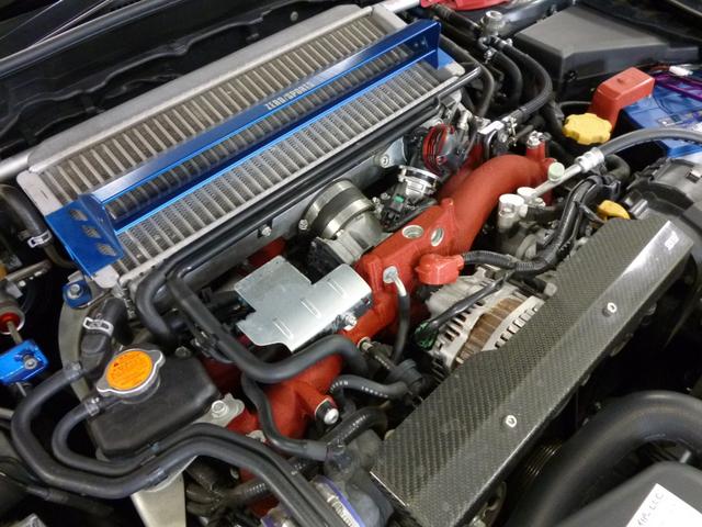 インプレッサ WRX STI Aライン STI4本出し パドルシフト付5AT プッシュスタート/スマートキー2本 パワー機能付オレンジレザーシート チルト/スライド機能付サンルーフ フルセグTV 走行中視聴 純正18インチアルミ カーボンパーツ(46枚目)