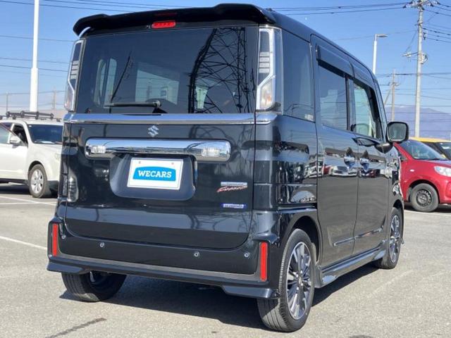 スペーシアカスタム ハイブリッドＸＳターボ　新品タイヤ／保証書／純正　９インチ　メモリーナビ／セーフティサポート（スズキ）／両側電動スライドドア／シートヒーター　運転席／全方位モニター／シート　ハーフレザー／ドライブレコーダー　社外　禁煙車（3枚目）