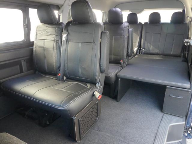 ハイエースワゴン GL FDシートカバー 黒木目調ステアリング&インテリアパネル 片側パワースライドドア バックモニター内蔵インナーミラー フルセグ地デジナビ フリップダウンモニター 天井スピーカー 新品アルミホイール&タイ(2枚目)