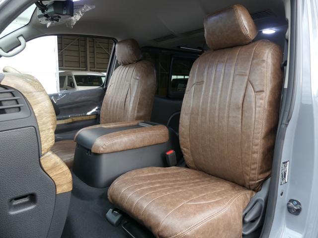 キャラバン ロングプレミアムＧＸ　一部改良後新型　ＦＤ－ｃｌａｓｓｉｃ丸目フェイス換装　ステルスグレー　アルパイン１１インチディスプレイオーディオ　シートカバー　ベッドキット　１６インチアルミホイール＆タイヤ　片側ワンタッチオートスラ（20枚目）