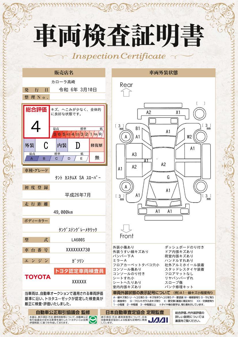 車両状態評価書