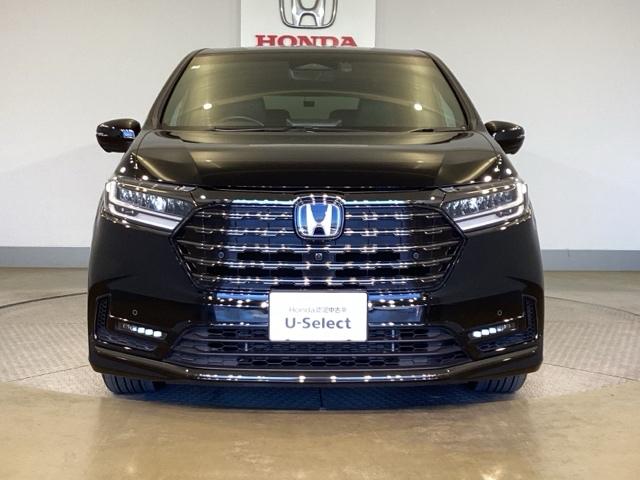 オデッセイハイブリッド e:HEVアブソルート・EXブラックエディション アイドリングストップ 地デジ Dレコ 試乗車UP Sヒーター Wエアコン ETC車載器 電動シ-ト レザーシート 盗難防止システム 3列シート VSA(2枚目)