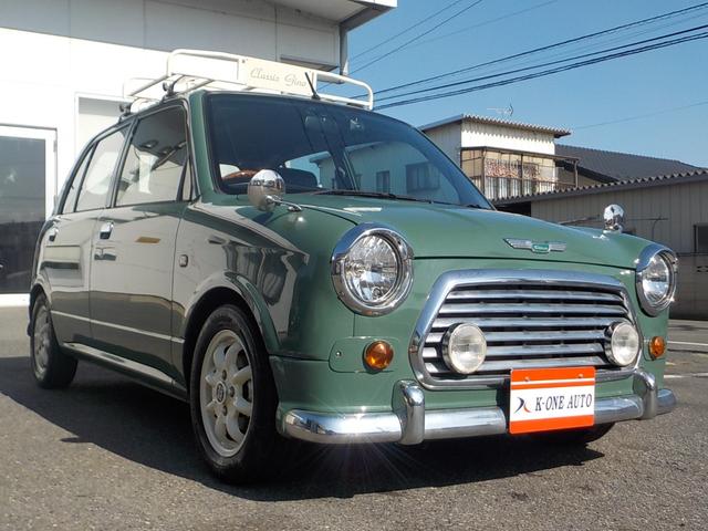 ミラジーノ ジーノ　２ＷＤ　オートマ　フル装備　純正ルーフキャリア　ヘッドライトバイザー　フェンダーミラー　シートカバー　社外フロントグリル・ウインカー・マフラー・フォグランプ　ＨＡＫアーモンドグリーンオールペイント済み（2枚目）