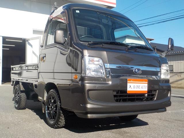 サンバートラック ＴＣ－ＳＣ　ハイルーフ　スーパーチャージャー　５ＭＴ　エアコン　パワステ　パワーウィンドウ　キーレス　集中ドアロック　エアバック　１２インチマッドタイヤ・アルミホイール　チタニウムフラシュマイカオールペイント済み（2枚目）