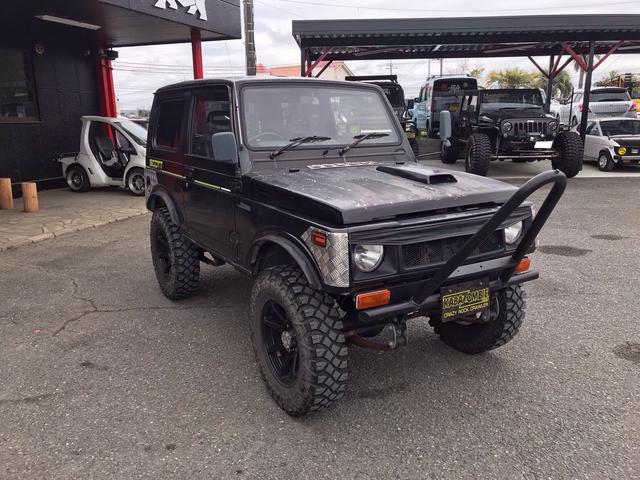 ジムニー スコットリミテッド AC PS 5MT 純正色 社外リーフリフトアップ 改造公認車 R3年小型貨物登録車 社外前後バンパーシシ狩りバンパー大 社外タンクガード 社外マフラー 社外ハンドル 社外AW MTタイヤ 社外ノブ(5枚目)