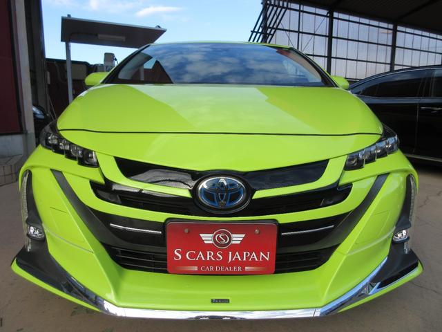 プリウスＰＨＶ Ａレザーパッケージ　禁煙車／モデリスタフルエアロ／黒レザーシート／社外１８ｉｎＡＷ／スマートキー一体型ＥＧスターター／サーモテクトライムグリーン／ＬＥＤヘッドライト／前後ドラレコ／充電ケーブル／急速充電口／記録簿５枚有（6枚目）