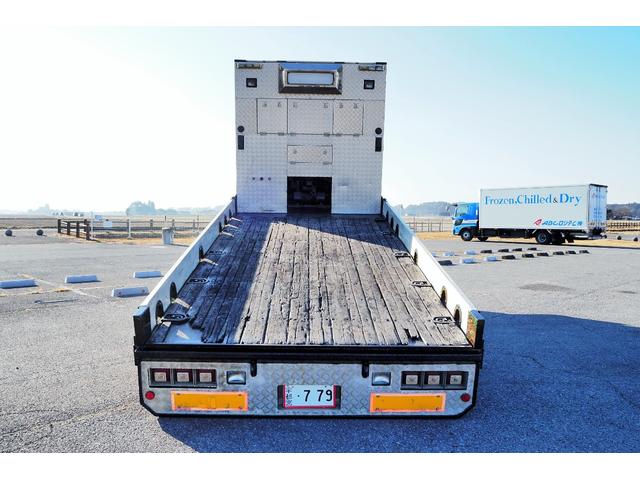 キャンター 三菱ふそう フジタボディ製 型式ｄｌ ハイジャッキ セルフローダー 重機回送車 ３軸 リアエアサス ウインチ付 積載３ ８ｔ 内フック付 荷台内寸４３０幅２０７ｃｍ 総輪アルミホイール 栃木県 フジタボディ製 型式ｄｌ ハイジャッキ セルフローダー 重機