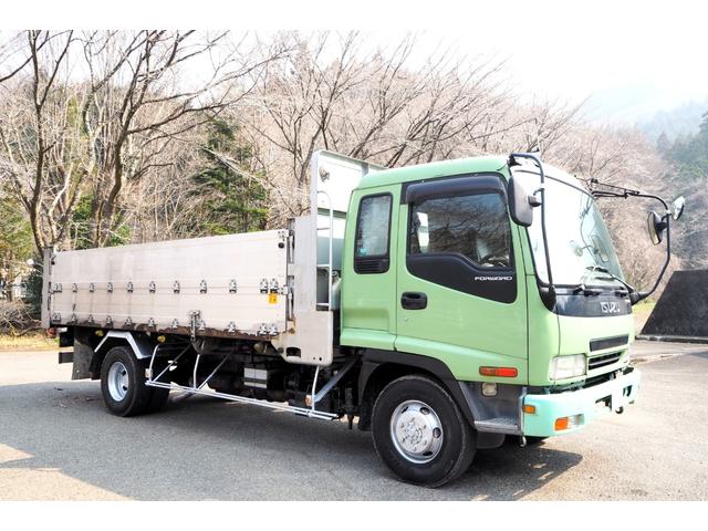 フォワード 　フルタイム４ＷＤ　四駆　ロングボディ　新明和製　ＤＲ４－０１Ｓ　ファームダンプ　深ダンプ　土砂禁　１０立米　２段式アルミブロックアオリ　三方開　リア観音開き仕様　デフロック　積載２．７５ｔ　１９０馬力（7枚目）