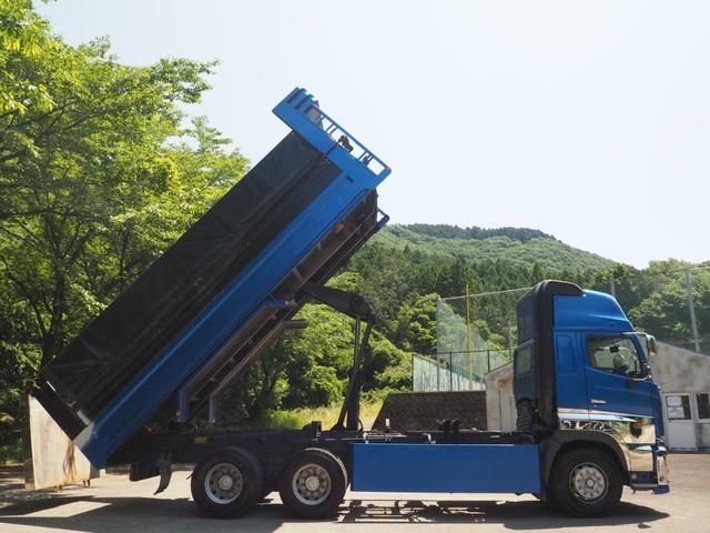 プロフィア 　ハイルーフ　２デフ　電磁式リターダ　小平産業製　ＤＭ１９－１０Ｌ　２２ｔロングダンプ　２２立米　自重計　ＨＩＩ型　積載９．５ｔ　ターボ４１０馬力　デフロック　ベッド付き　ＥＴＣ　坂道発進補助装置（23枚目）