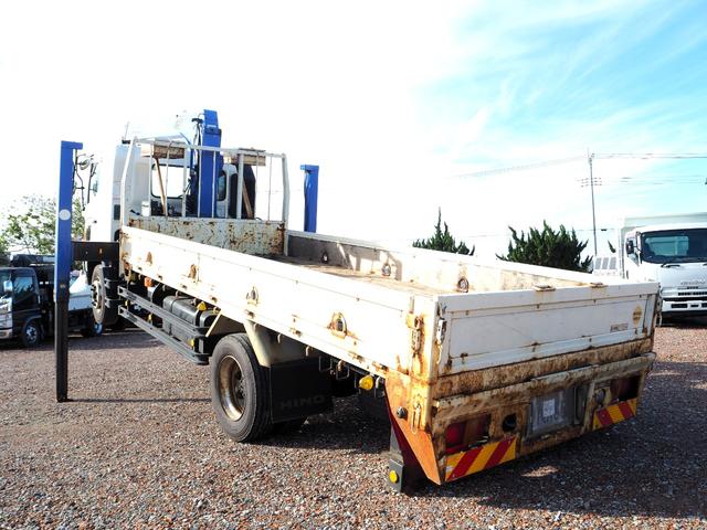 ヒノレンジャー 増トン リターダ 重機回送車 セルフクレーン/クレーン付セルフローダー タダノ TM-ZE364SLHRU 4段クレーン ハイジャッキ 油圧張出 ラジコン スロープハンガー ブル掛け ターボ260馬力(3枚目)