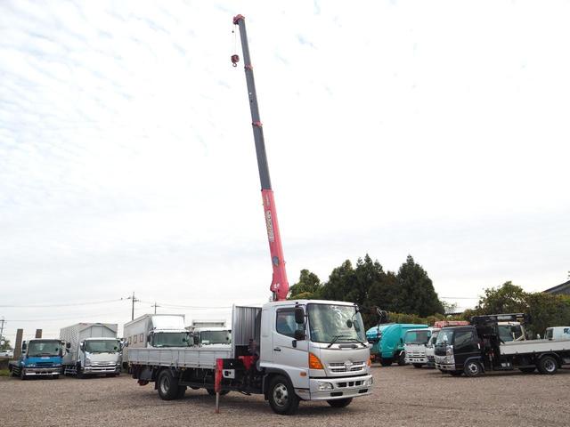 ヒノレンジャー 　標準幅　古河ユニック　ＵＲＵ３４４ＲＫＫ　４段クレーン　フックイン　２．９３ｔ吊　ラジコン付　上物同年　平ボディ　三方開　内フック（丸環）　軽々ゲート　ターボ２１０馬力　ベッド付　積載２．６ｔ　ＨＩＤ（14枚目）