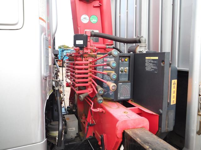 ヒノレンジャー 　標準幅　古河ユニック　ＵＲＵ３４４ＲＫＫ　４段クレーン　フックイン　２．９３ｔ吊　ラジコン付　上物同年　平ボディ　三方開　内フック（丸環）　軽々ゲート　ターボ２１０馬力　ベッド付　積載２．６ｔ　ＨＩＤ（16枚目）