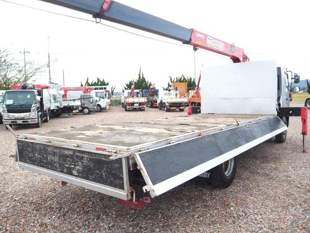 ヒノレンジャー 　標準幅　古河ユニック　ＵＲＵ３４４ＲＫＫ　４段クレーン　フックイン　２．９３ｔ吊　ラジコン付　上物同年　平ボディ　三方開　内フック（丸環）　軽々ゲート　ターボ２１０馬力　ベッド付　積載２．６ｔ　ＨＩＤ（25枚目）